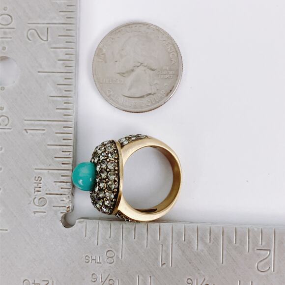 Signed Heidi Daus Posh and Proper Turquoise Blue Ball Pavé Swarovski Size 5.75 - Picture 11 of 11